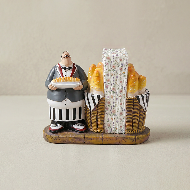 Chef figurine napkin cutlery holder