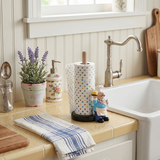 Chef paper towel rack near kitchen sink