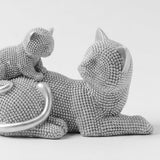 Closeup back view grey knit texture cats