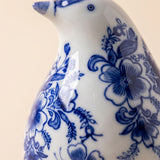 Closeup blue floral bird body pattern