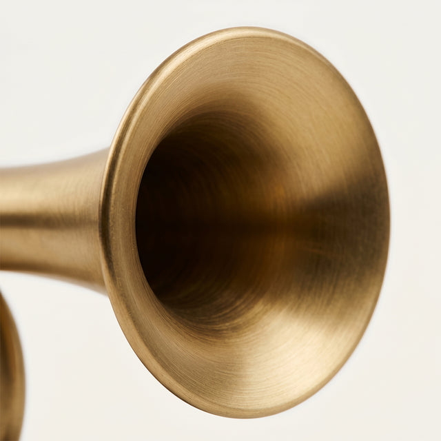 Closeup golden trumpet bell detail