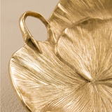 Closeup textured metal lotus tray