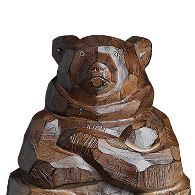 Collector Edition Hokkaido Craftsmanship Entryway Decorative Ornament - Guardian Bear Wood Carving Detail 