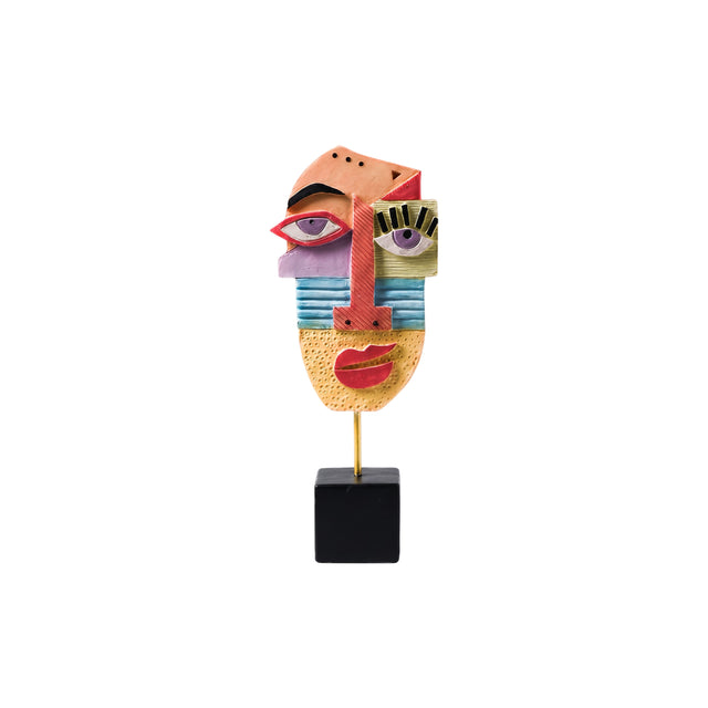 Colorful Abstract Face Resin Sculpture