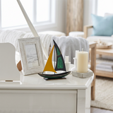 Handcrafted Metal Sailboat Sculpture, Coastal Nautical Decor, Shelf, Mantel & Desk Accent