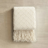 Comfortable Premium Textured Knit Blanket Beige 