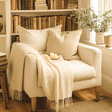 Comfortable Premium Textured Knit Blanket Gray on the Chair  