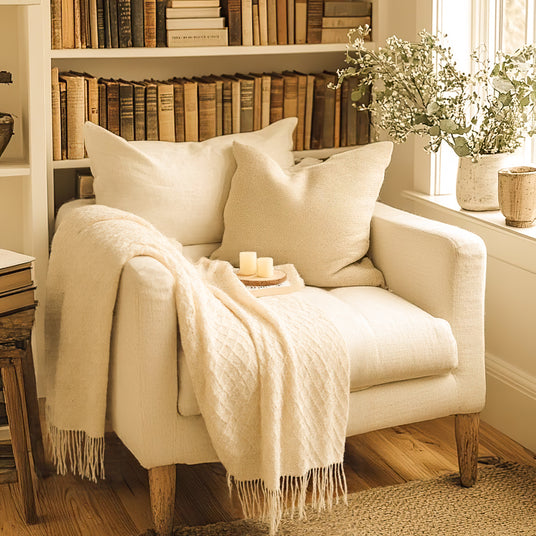 Comfortable Premium Textured Knit Blanket Gray on the Chair  