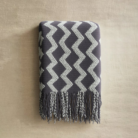 Comfortable Premium Textured Knit Blanket Navy Blue 