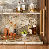 Crystal Leather Gift Box Wine Set 3 Piece Set Wine Glasses Decanter On The Marble Countertop 090824