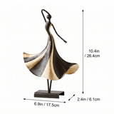 Abstract Dancer Sculpture – Black & Gold Metal Dancing Figure Statue for Console Table, Mantel & Modern Home Decor