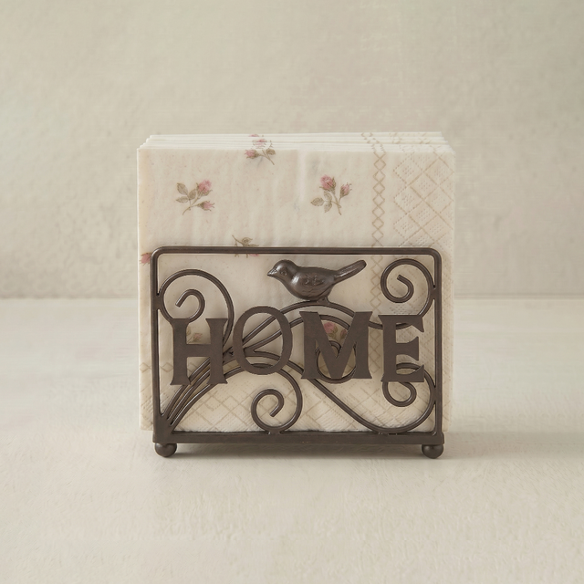 Dark Bronze Home Bird Metal Napkin Holder