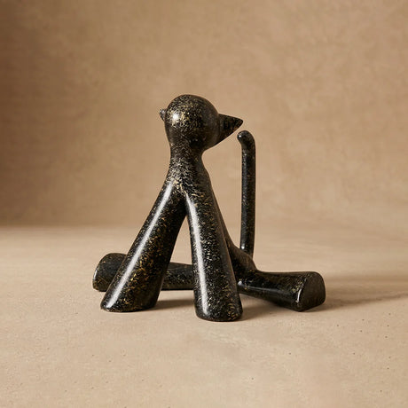 Dark Granite Sitting Cat Resin Sculpture