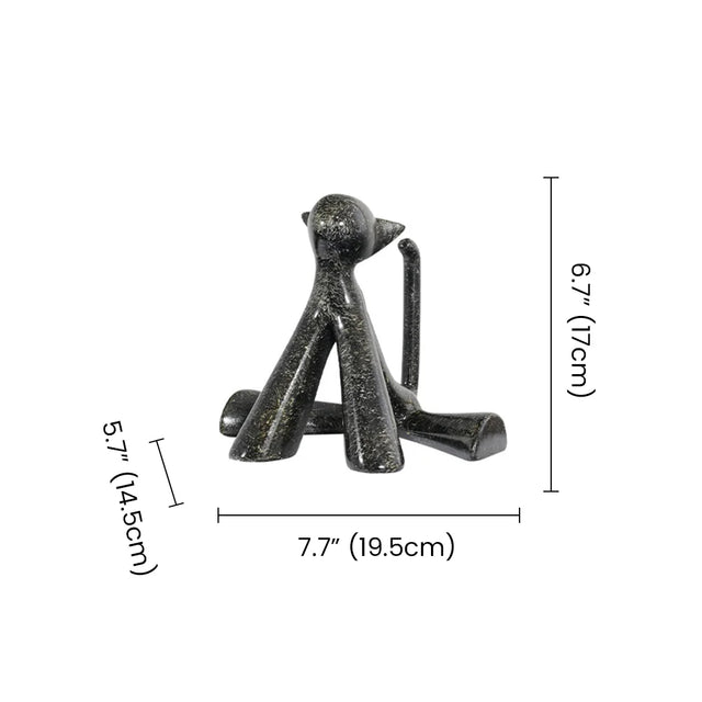 Dark Granite Sitting Cat With Size