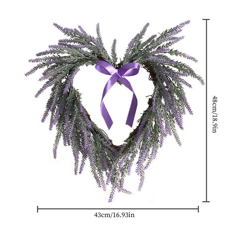 Decorative Heart Lavender Wreath Wall Door Hanger Size Chart