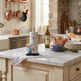 Decorative paper stand on rustic countertop