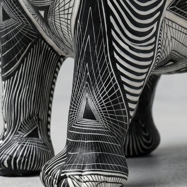 Detailed carving elephant legs and skin texture