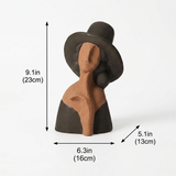 Dimension marked abstract woman hat statue
