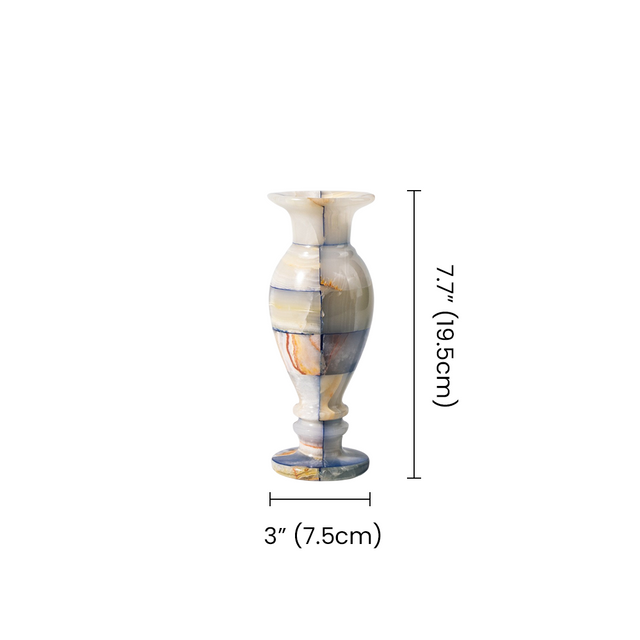 Dimension marked blue vein natural stone vase