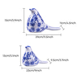 Dimension marked ceramic bird statues