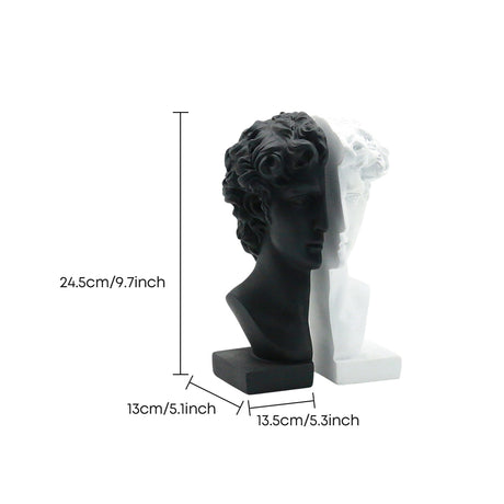Dimension marked classical bust bookend set