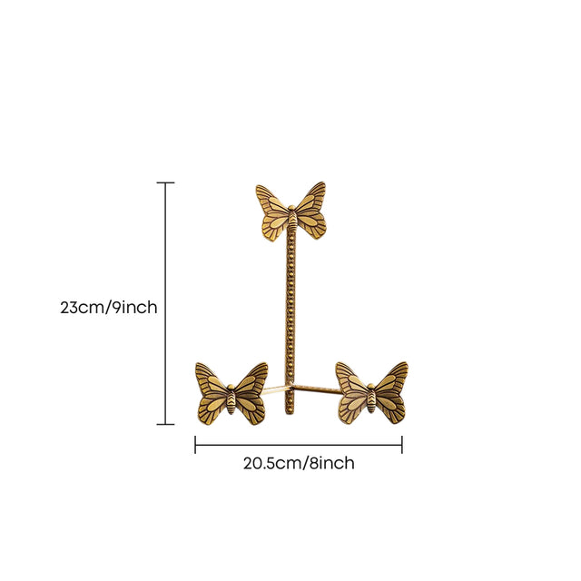 Dimension marked gold butterfly display rack