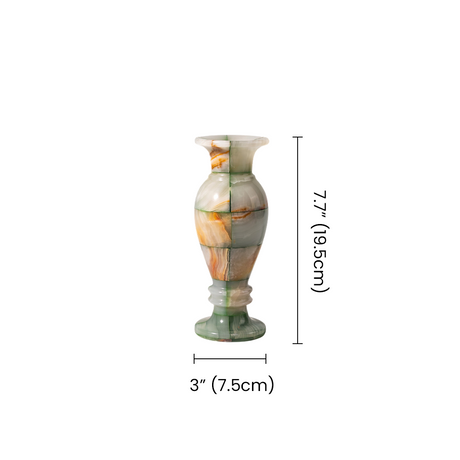 Dimension marked green onyx flower vase spec