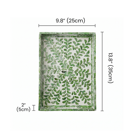 Dimension marked leaf pattern serving tray