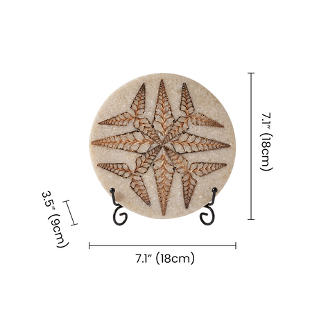 Dimension marked leaf pattern stone decor plate