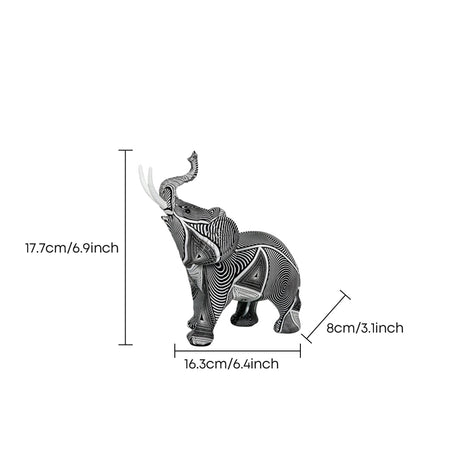 Dimension marked textured elephant statue