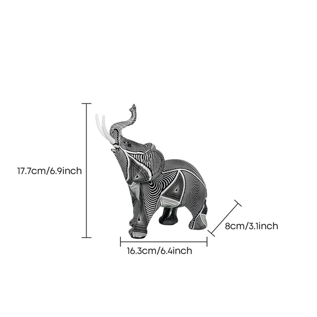 Dimension marked textured elephant statue
