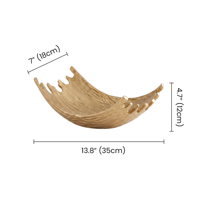 Dimension marked wave texture metal serving platter