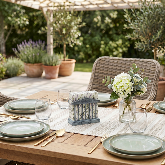 Distressed Blue Napkin Holder Outdoor Dining