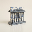 Distressed Blue Napkin Holder With Patterned Napkins