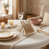 Distressed White Napkin Holder On Breakfast Table