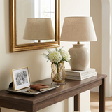 Elegant vase on entryway console table