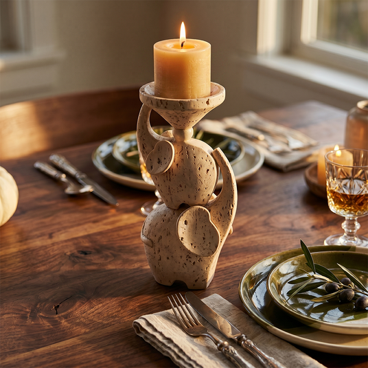 Elephant Candle Holder On Dining Table
