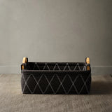 Felt Fabric Wooden Handle Desktop Organizer Basket Grey