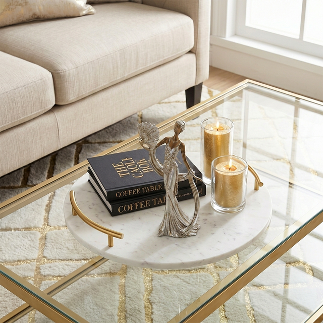 Figurine on living room coffee table
