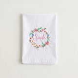 Floral circle embroidered table napkin
