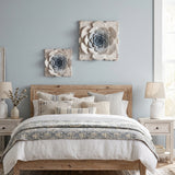 Floral wall decor in bedroom
