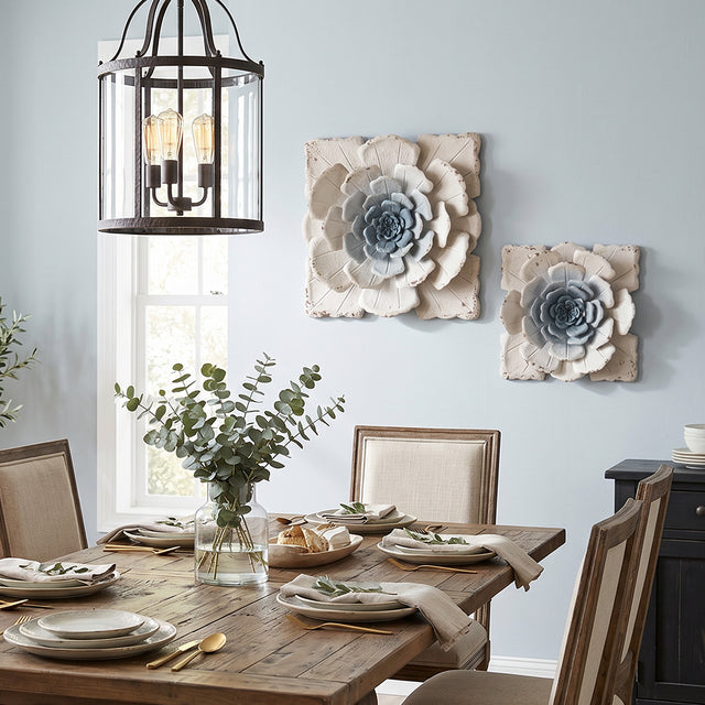 Flower sculpture wall dining area
