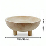 Footed Wooden Bowl With Size Markings