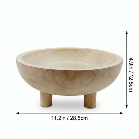 Footed Wooden Bowl With Size Markings