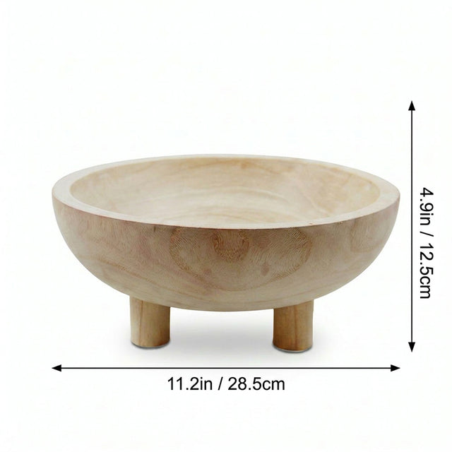Footed Wooden Bowl With Size Markings