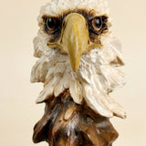 Front profile bald eagle head figurine