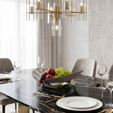 Fruit bowl on dining table setting
