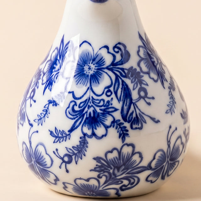 Full body blue flower bird sculpture