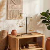 Geometric Candle Holder On Rattan Cabinet