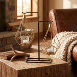 Geometric Candle Holder On Rustic Table